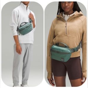 Lululemon All Day Essentials Belt Bag Dark Forest & matching shopping bag